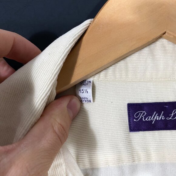 Ralph Lauren Purple Label Corduroy Longsleeve Button Shirt Yellow men's 15 1/2 - Picture 5 of 9